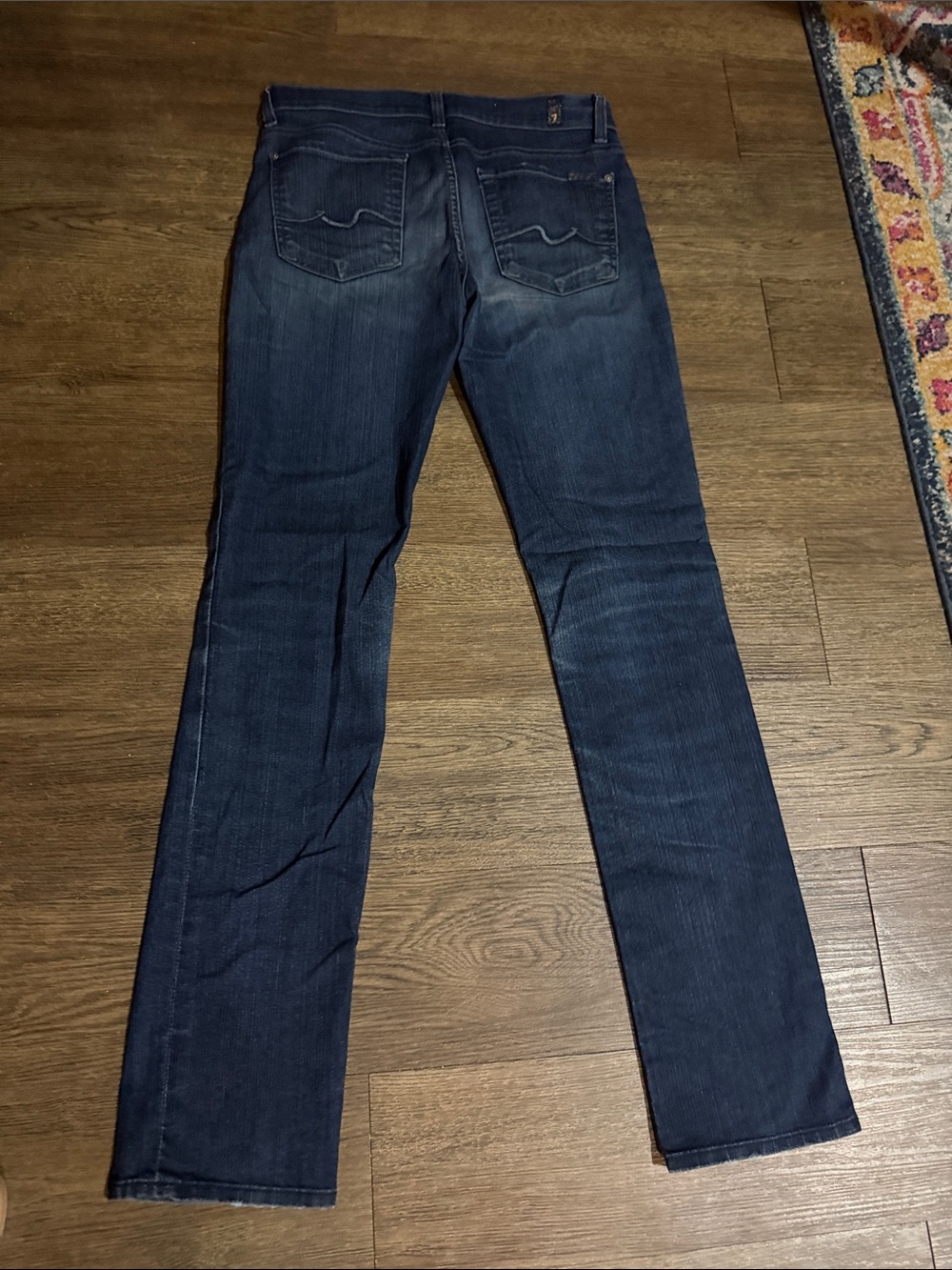 7 For All Mankind Women's Straight Leg Jeans - Dark Blue Wash